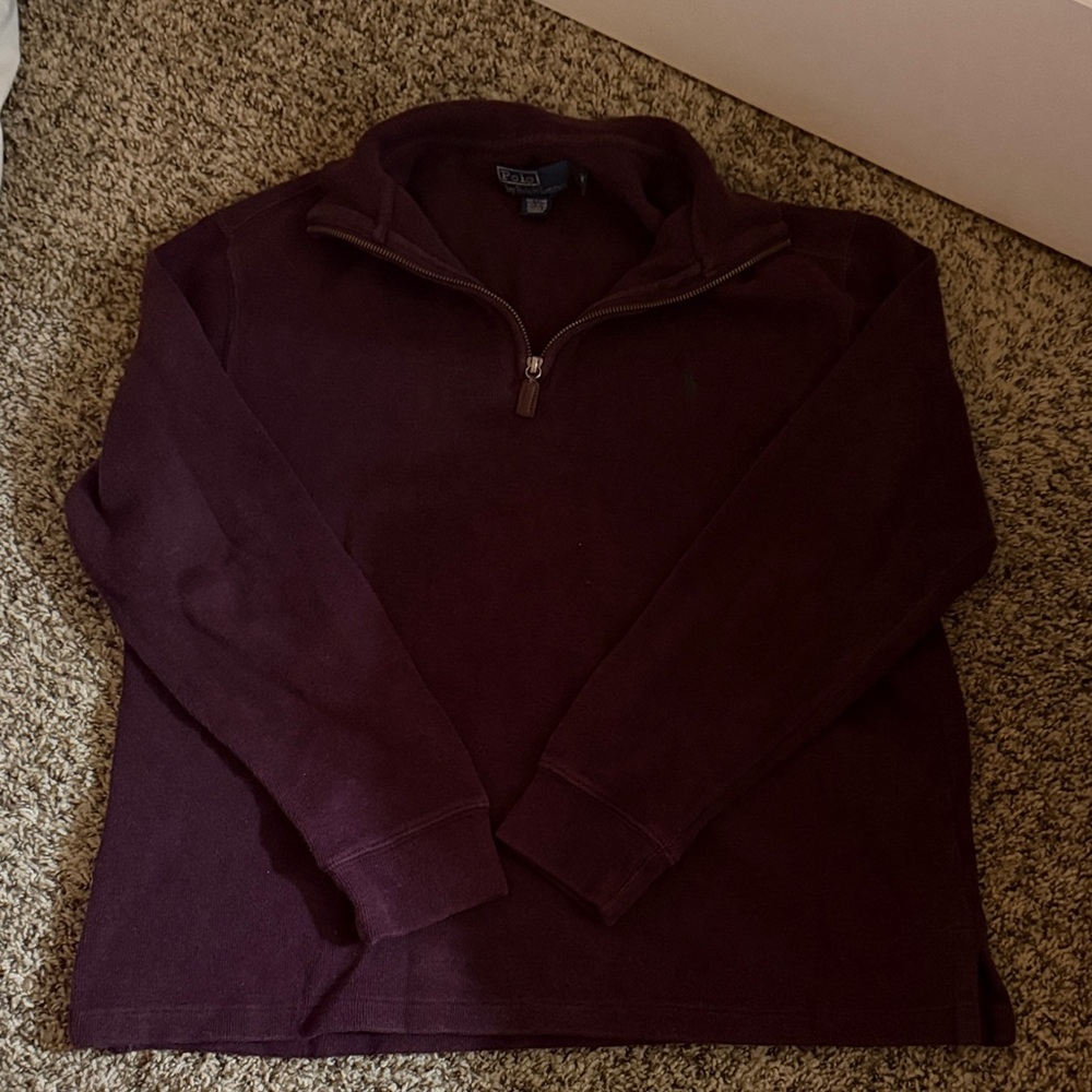 Polo by Ralph Lauren Men's Dark Maroon Zip-Up Sweater